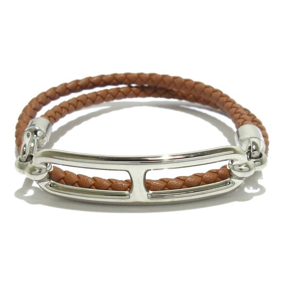 Auth HERMES Luli Doubletour - Light Brown Silver Vor Swift. Hardware LF1212 - Picture 1 of 6